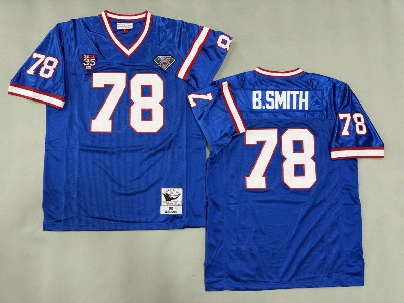 Men 2025 Buffalo Bills #78 B.Smith blue Throwback Limited NFL Jersey style 001